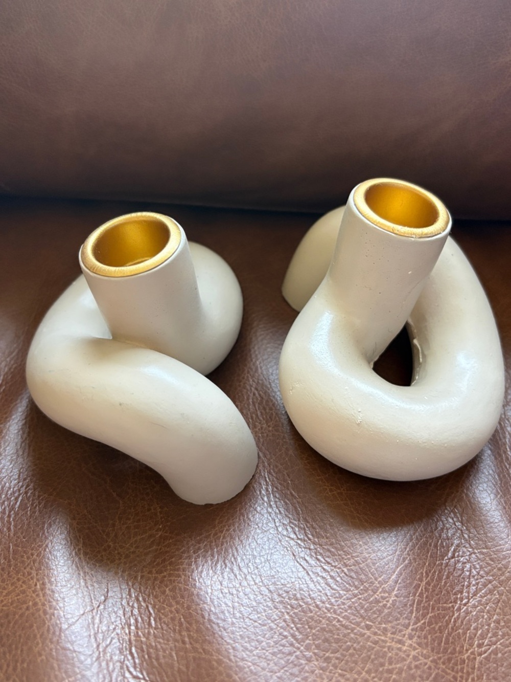 Elegant Neutral Resin Candle Holders